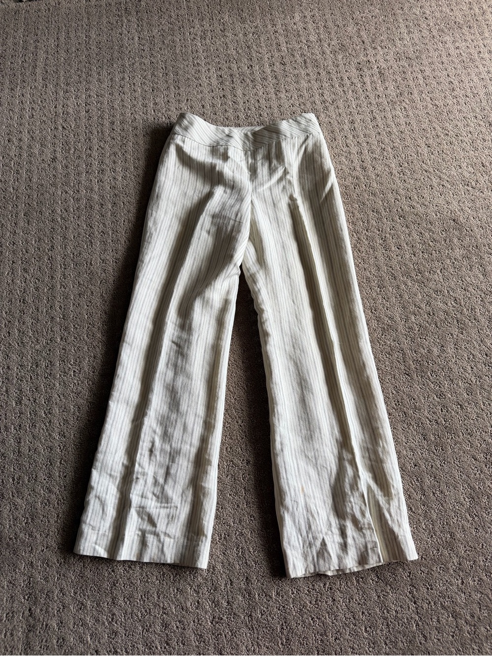 LOFT Cream Wide-Leg Pinstripe Trousers